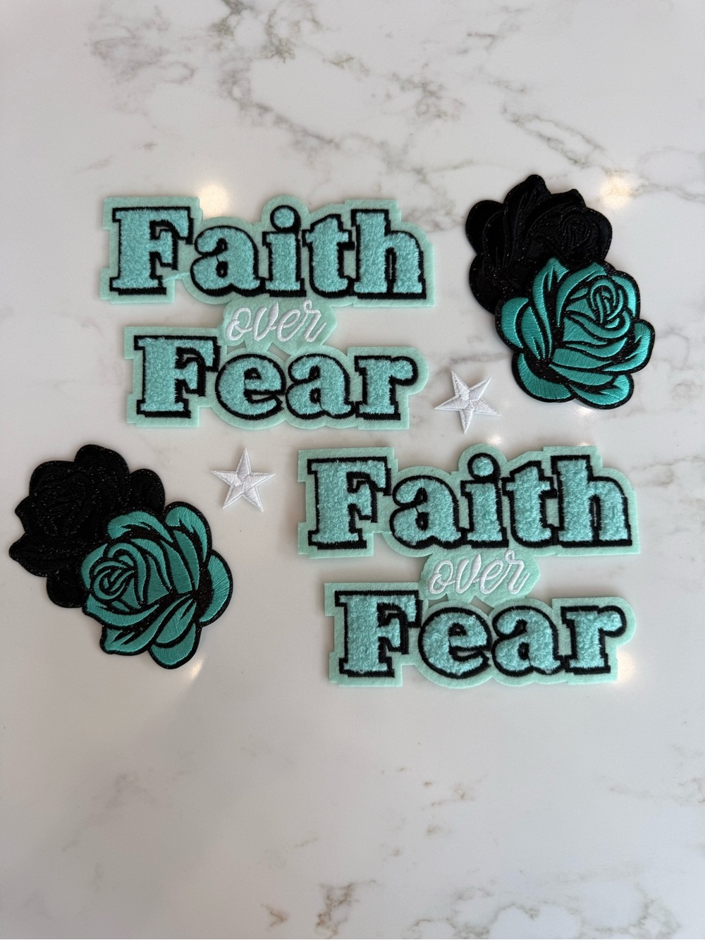Beautiful Hand Crafted Faith Over Fear Iron On Patches